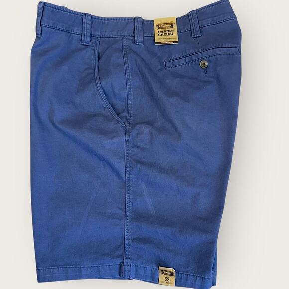 Foundry Casual Comfort Stretch Chino Shorts Classic Flat Front Men Size 52 Blue - Picture 1 of 15